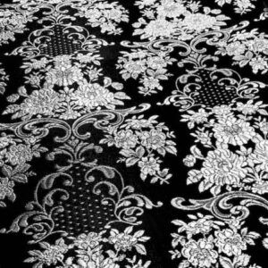 BROCADO NEGRO Y PLATA FLORES