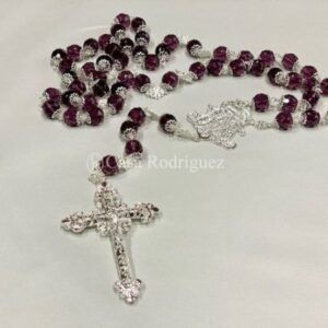 ROSARIO MORADO Y PLATA 12MM