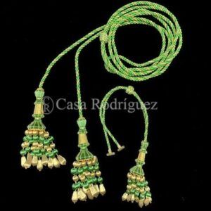 JUEGO CINGULO Y FIJADOR MACARENA VERDE Y ORO