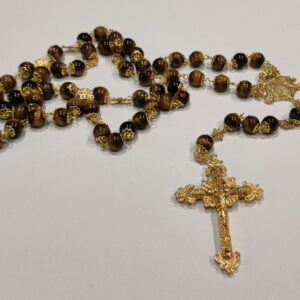 ROSARIO OJO DE TIGRE Y ORO