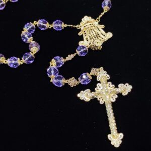 ROSARIO MALVA Y ORO 10MM