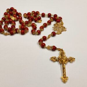 ROSARIO CORAL ESPONJA Y ORO