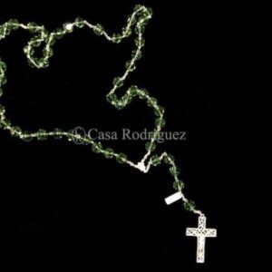 ROSARIO CRISTAL VERDE SWAROVSKY Y PLATA 12MM