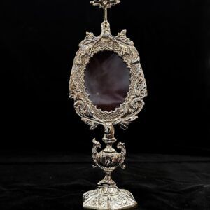 RELICARIO GRANDE OVALADO PLATEADO 30 CMS