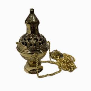 INCENSARIO REDONDO DORADO 28 CMS