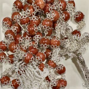 ROSARIO CORAL ESPONJA PLATA 12MM