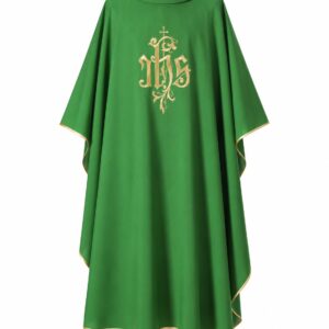 CASULLA VERDE BORDADA JHS CON ESTOLA