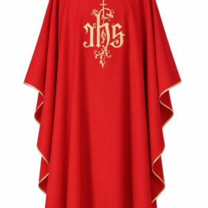 CASULLA ROJA BORDADA JHS CON ESTOLA